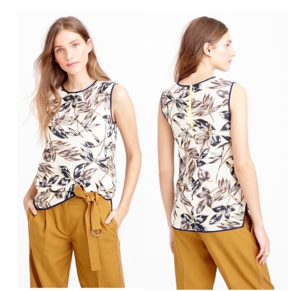 J CREW gold foil leaf shirt top excellent condition size 4 tall